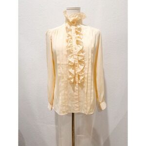 VTG Adolph Schuman Lilli Ann High Neck Ruffle Top Victorian Prairie Cottagecore